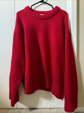 H&M Red Women's Cozy Crewneck Sweater